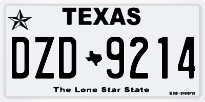 TX license plate DZD9214