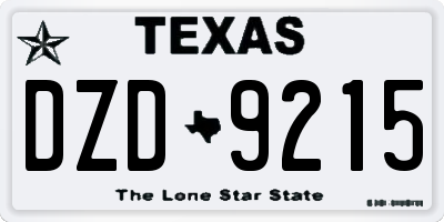TX license plate DZD9215