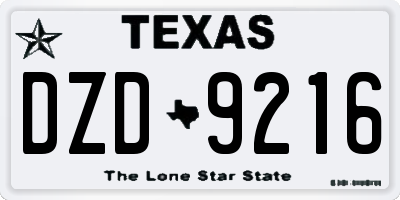 TX license plate DZD9216