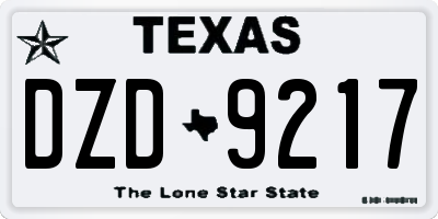 TX license plate DZD9217