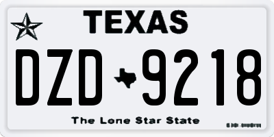 TX license plate DZD9218