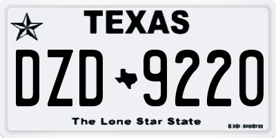 TX license plate DZD9220