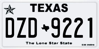 TX license plate DZD9221