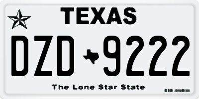 TX license plate DZD9222