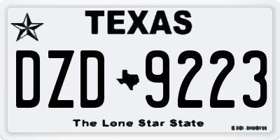 TX license plate DZD9223