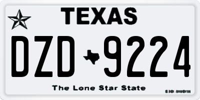 TX license plate DZD9224