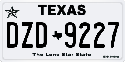 TX license plate DZD9227