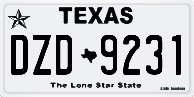 TX license plate DZD9231