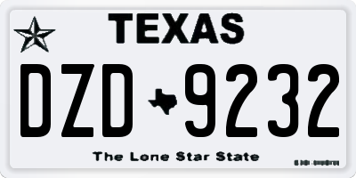 TX license plate DZD9232