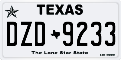 TX license plate DZD9233
