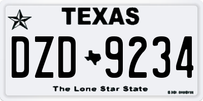 TX license plate DZD9234