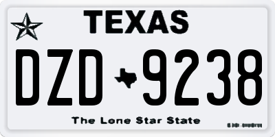 TX license plate DZD9238