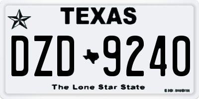 TX license plate DZD9240