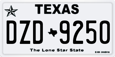 TX license plate DZD9250