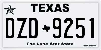 TX license plate DZD9251