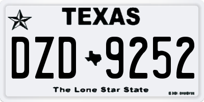 TX license plate DZD9252