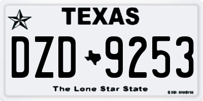 TX license plate DZD9253