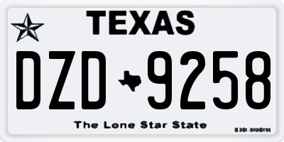 TX license plate DZD9258