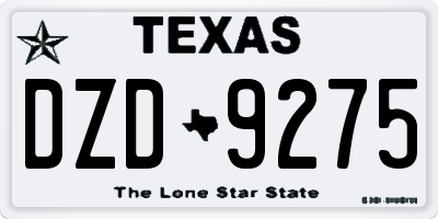 TX license plate DZD9275