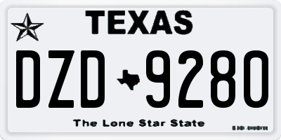 TX license plate DZD9280