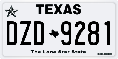 TX license plate DZD9281