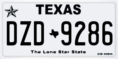 TX license plate DZD9286