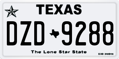TX license plate DZD9288