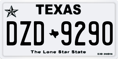 TX license plate DZD9290