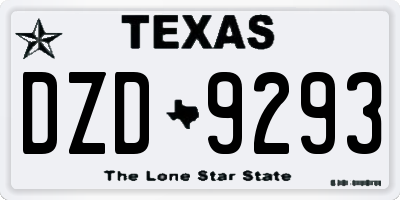 TX license plate DZD9293