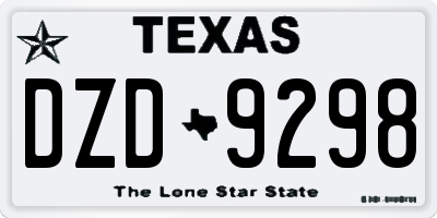 TX license plate DZD9298