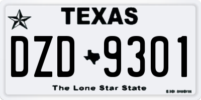TX license plate DZD9301