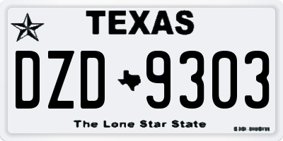 TX license plate DZD9303