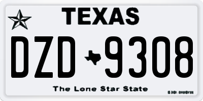 TX license plate DZD9308