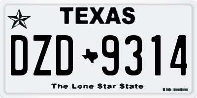 TX license plate DZD9314