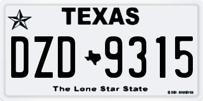 TX license plate DZD9315