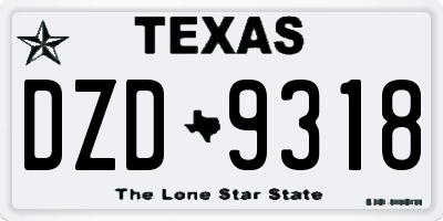 TX license plate DZD9318