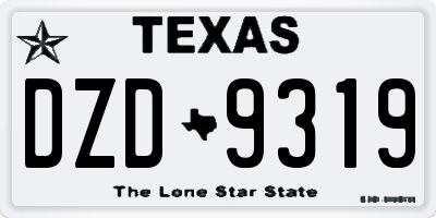 TX license plate DZD9319