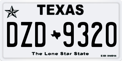 TX license plate DZD9320