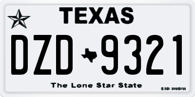 TX license plate DZD9321