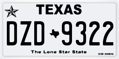 TX license plate DZD9322