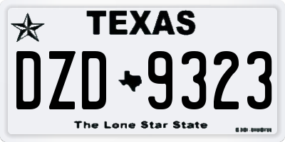 TX license plate DZD9323