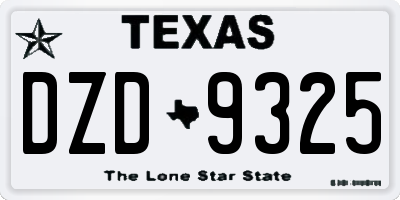 TX license plate DZD9325