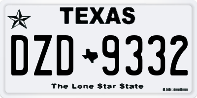 TX license plate DZD9332
