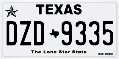 TX license plate DZD9335