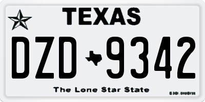 TX license plate DZD9342