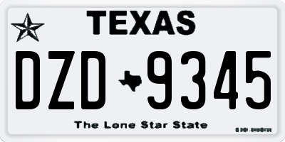 TX license plate DZD9345