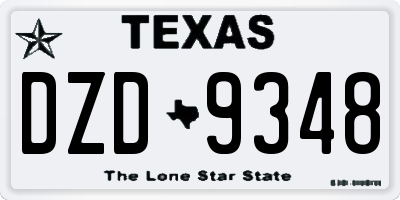 TX license plate DZD9348