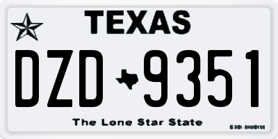 TX license plate DZD9351