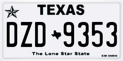 TX license plate DZD9353