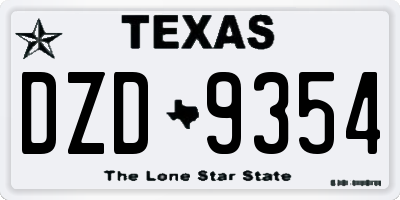 TX license plate DZD9354